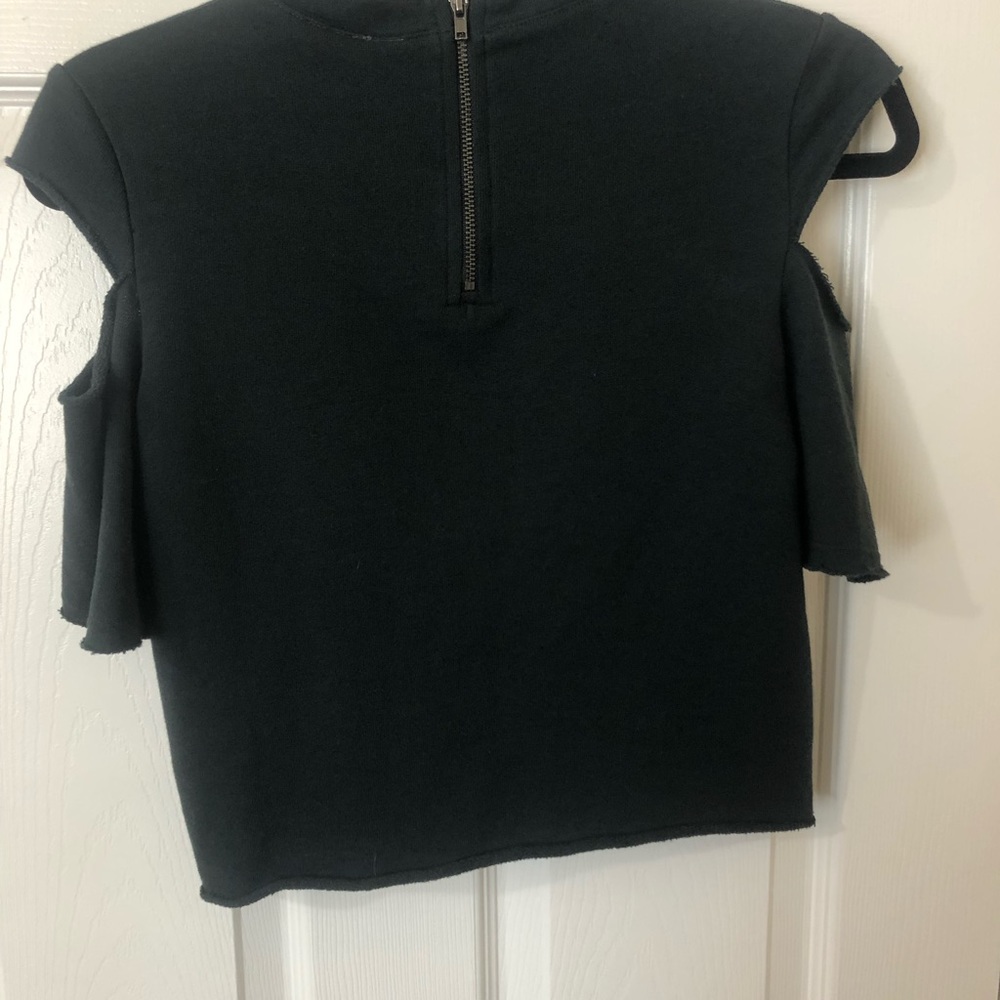 Green crop top open shoulder